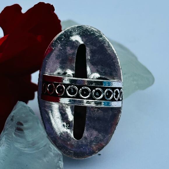 925 Silver Rhodonite Ring Size 7.5 - Picture 6 of 6